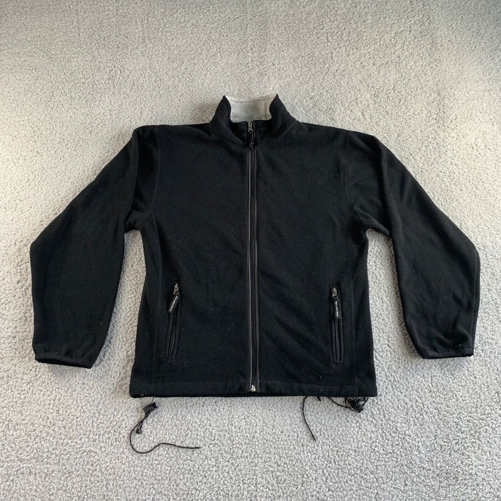 Vintage Mercedes‎ Benz Jacket Mens Large Black Fleece Full Zip Coat Outdoor READ